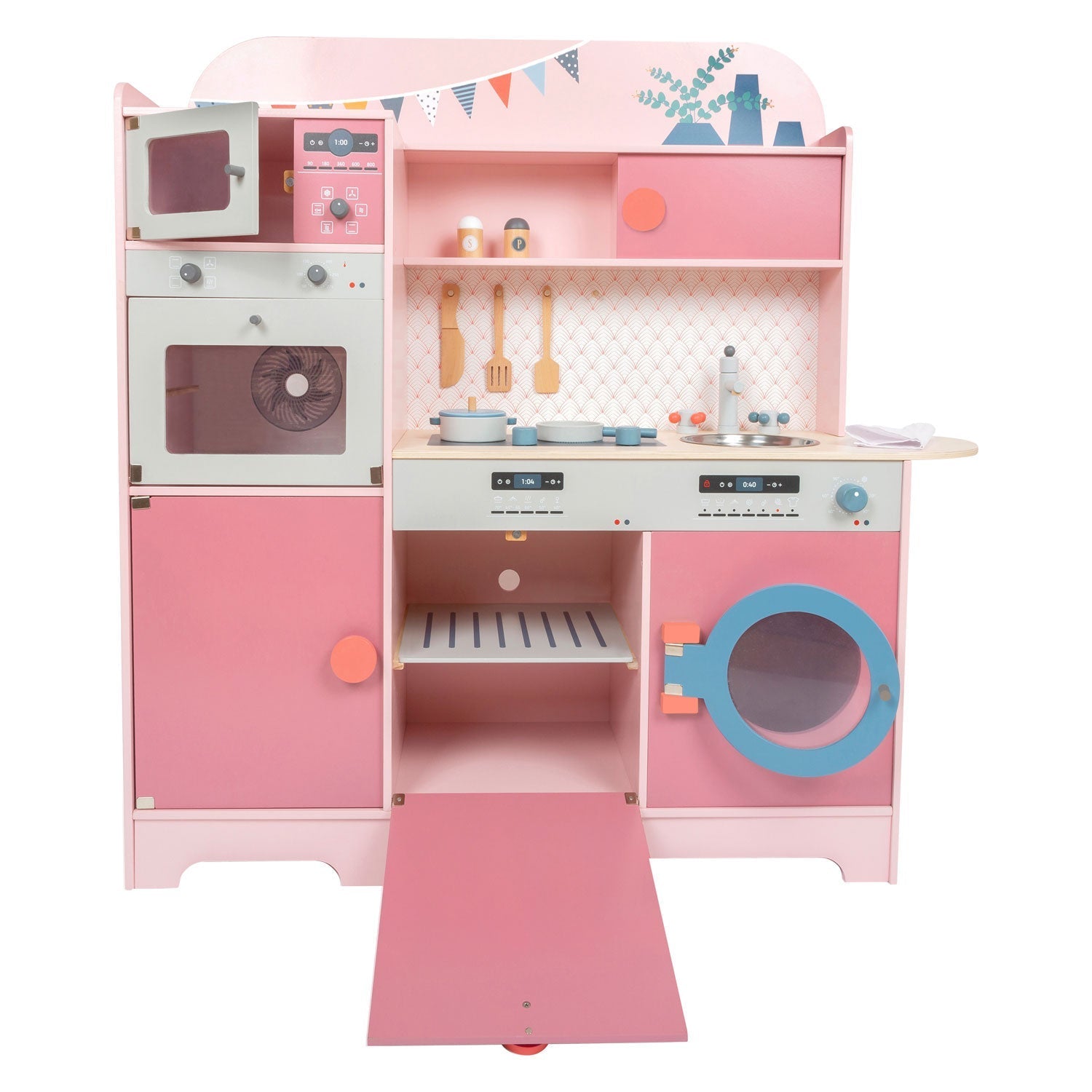 Children's Kitchen Pink Gourmet, Children's Kitchen Pink Gourmet,Play Kitchen,Big Jigs play kitchen,Kitchen Play Set,pretend play kitchen toys,pretend play wooden kitchen,toddler kitchen,childrens kitchen toy, Children's Kitchen Pink Gourmet,Children's Kitchen Pink Gourmet – A Dream Kitchen for Little Star Chefs Bring the joy of cooking to life with the Children's Kitchen Pink Gourmet, a beautifully crafted wooden play kitchen in a trendy pink retro design. Perfect for imaginative play, this kitchen hasChil