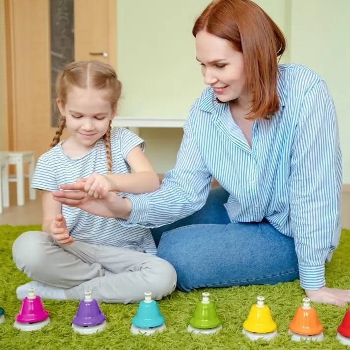 Chubby Rainbow Bells, Chubby Rainbow Bells,rainbow bells,childrens musical bells,special needs bells,sensory toys with bells,music toys, Chubby Rainbow Bells,Chubby Rainbow Desk Bells – a perfect introduction to music that combines visual appeal with auditory delight! This vibrant set of desk bells is designed to captivate young learners, making music accessible, fun, and interactive. Each bell in the set is brightly coloured and represents a single note from the middle C o,ChubbyChubby Rainbow Desk Bells –