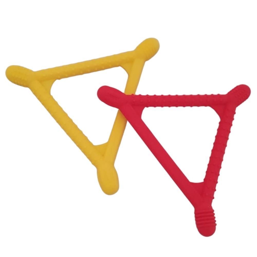 CHUIT Tri Shape Chew, TRI CHEW,CHUIT Tri Shape Chew,,Sensory Chewelry, oral chew tools, oral chew toys, chewable bracelet, chewelry, mouthing toy for babies, chew gem necklace, chew necklace for boys, chew necklace for girls, CHUIT Tri Shape Chew,The Tri Shape-Chew is a soft chewy mouthing tool for babies and toddlers. The CHUIT Tri Shape Chew has ridges, bumps, and swirls on each end to simulate the various textures of food used for chewing. Jaw movement and pressure can be experienced through the varied s