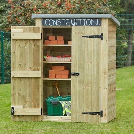 Construction Activity Shed, Construction Activity Shed,outdoor construction play resources, outdoor building toys, outdoor wooden play equipment,outdoor wooden play shop,outdoor wooden play,EYFS, Construction Activity Shed,The Construction Activity Shed provides the perfect storage facility to store away all your Construction Play Activities after use. The Construction Activity Shed features 3 shelves to help keep the store organised and a chalkboard to help label what's inside. TheThe Construction Activity