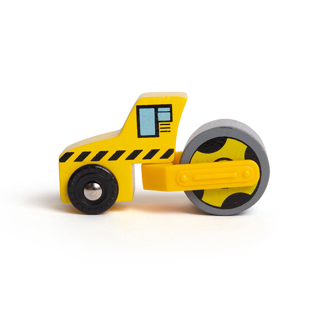 Construction Site Vehicles, Construction Site Vehicles Bigjigs,Construction Vehicles Set 5 pieces, construction themed wooden toys,Wooden toy cars,wooden cars,children's wooden toys,traditional toy car,wooden toy car, Construction Site Vehicles,Need extra assistance on your Construction Wooden Train Set? These bright yellow Site Vehicles can dig holes, roll tarmac and carry away the rubble from the building site and are the perfect wooden train accessories. This construction toy set includes a construction 