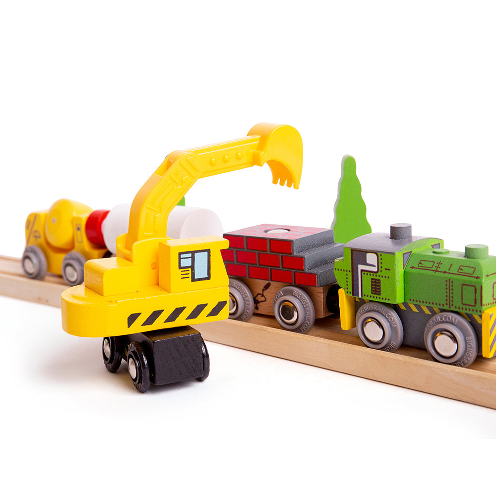 Construction Site Vehicles, Construction Site Vehicles Bigjigs,Construction Vehicles Set 5 pieces, construction themed wooden toys,Wooden toy cars,wooden cars,children's wooden toys,traditional toy car,wooden toy car, Construction Site Vehicles,Need extra assistance on your Construction Wooden Train Set? These bright yellow Site Vehicles can dig holes, roll tarmac and carry away the rubble from the building site and are the perfect wooden train accessories. This construction toy set includes a construction 