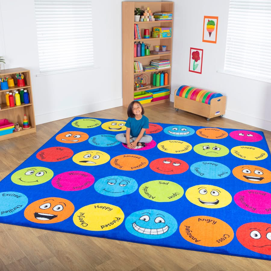 Emotions Interactive Square Placement Carpet, Emotions Interactive Square Placement Carpet,Emotions resources,classroom resources,classroom ASD resources,ASD resources,school equipment supplier, Emotions Interactive Square Placement Carpet,This highly visual Emotions Interactive Square Placement Carpet measures 3 x 3m and has 12 different emotions and feelings with keywords to encourage group discussion. Children can choose an expression to sit on during reading and group lessons.The Emotions Interactive Sq