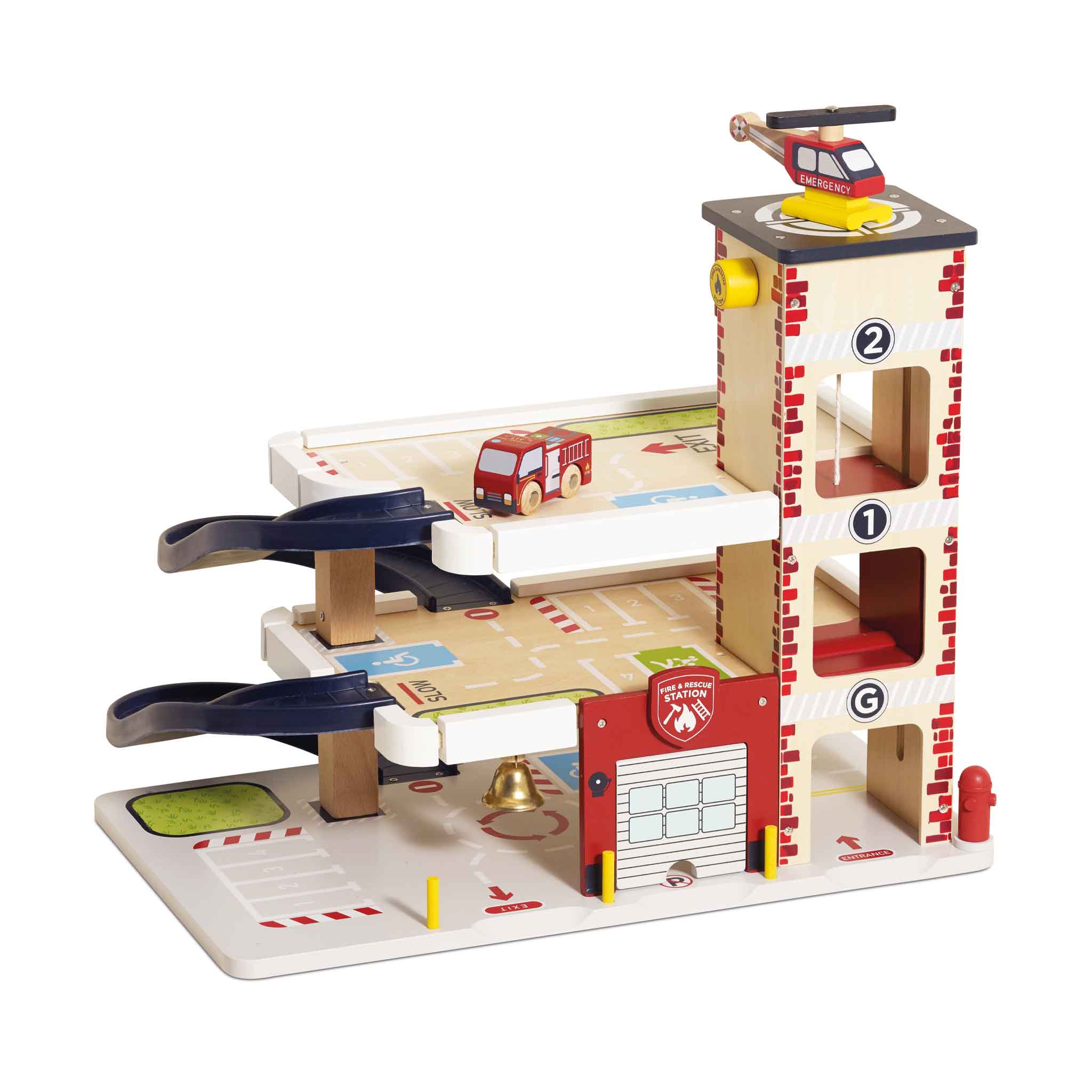 Fire & Rescue Wooden Garage, Fire & Rescue Wooden Garage,Garage Toys,Wooden garage toy,Childrens garage toys, Fire & Rescue Wooden Garage – A Thrilling Emergency Adventure! Little heroes can race to the rescue with the Fire & Rescue Wooden Garage, a beautifully crafted wooden emergency services playset designed to spark imaginative storytelling and action-packed role-play. Built from durable FSC®-certified wood, this high-quality fire station garage is ready for day-after-day emergency adventures. Complete 