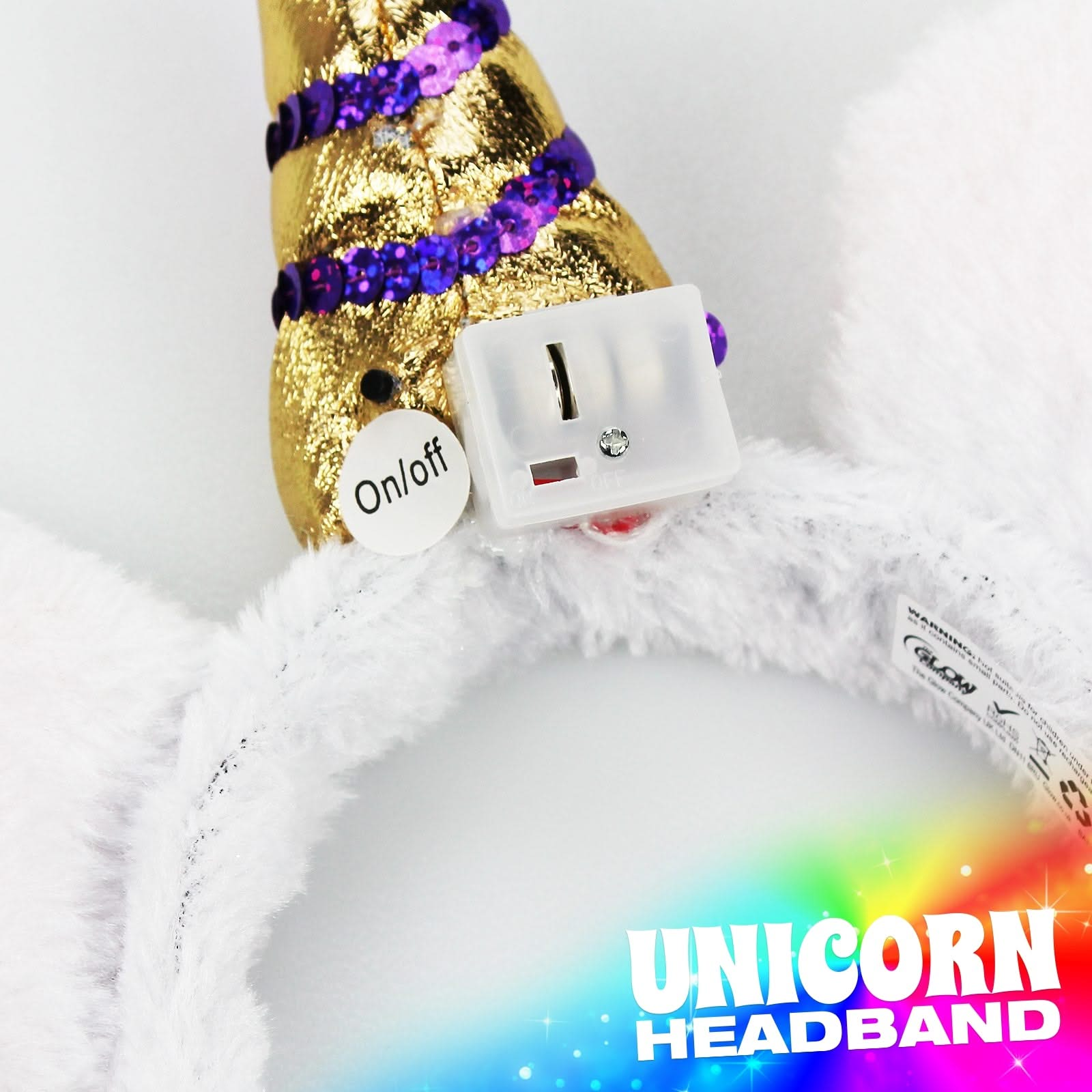 Flashing Unicorn Headband, Flashing Unicorn Headband,Glow discount codes,glow party toys,novelty lights,sensory lights,sensory lighting,dark den,dark den lighting,dark den lights,cheap dark den lights,cheap dark den,autism spinning toys,spinning toys special needs,special needs light up toys,autism light up toys,special needs toys, Flashing Unicorn Headband,Flashing Unicorn Headband Channel your inner unicorn with the delightful Flashing Unicorn Headband! Featuring a sparkling golden sequined horn, rainbow 