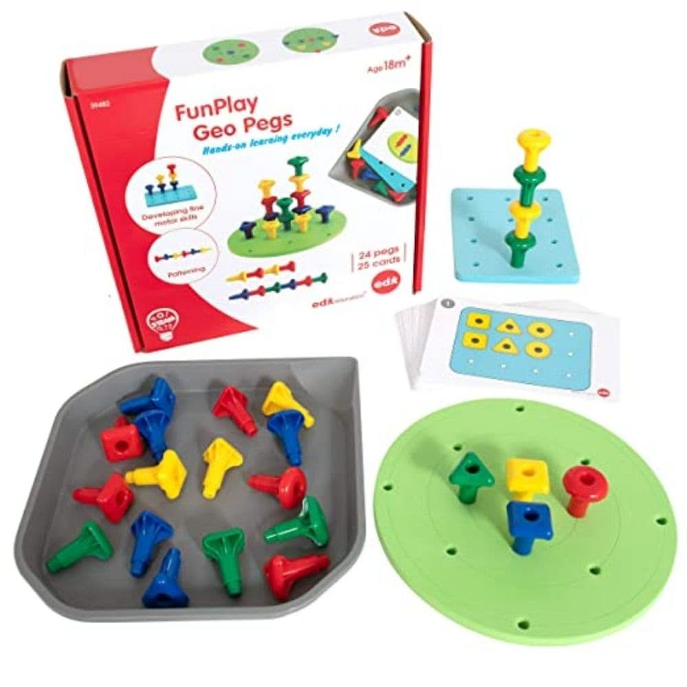 FunPlay Geo Pegs, FunPlay Geo Pegs,Peg Board,pegboard,special needs pegboard,special needs peg board,pegboard fine motor skills,games for fine motor skills,special needs toys,special needs toys and games, FunPlay Geo Pegs,FunPlay Geo Pegs – A Versatile Educational Toy for Creative and Maths Learning The FunPlay Geo Pegs set combines fun and education, offering endless opportunities for creative play, fine motor development, and foundational maths skills. Designed for young learners, this engaging set includ