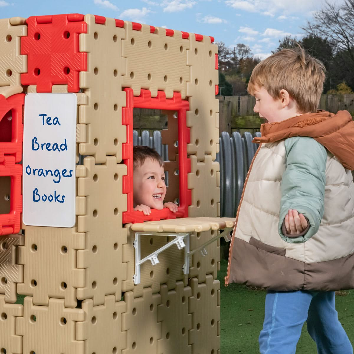 Giant Polydron Build-A-Shop, Giant Polydron Build-A-Shop,Polydron toys,Polydron Outdoor Toys,STEM Toys, Giant Polydron Build-A-Shop – Where Creativity Meets Role Play! Introduce children to the exciting world of construction and imaginative role play with the Giant Polydron Build-A-Shop! Designed for endless creative possibilities, this 83-piece set allows children to build their own shop, whether it’s a bakery, toy store, flower shop, or something completely unique. With customizable windows, shelves, and 