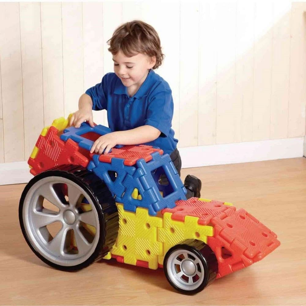 Giant Polydron Vehicle Builders Set, Giant Polydron Vehicle Builders Set,Polydron toys,Polydron building toys,Polydron, Giant Polydron Vehicle Builders Set – Build, Play, and Explore The Giant Polydron Vehicle Builders Set is designed to help children develop an understanding of movement, mechanics, and construction in a fun and interactive way. Featuring two different-sized wheels, this set enables young builders to create a variety of moving models, encouraging co-ordination, problem-solving, and creativi