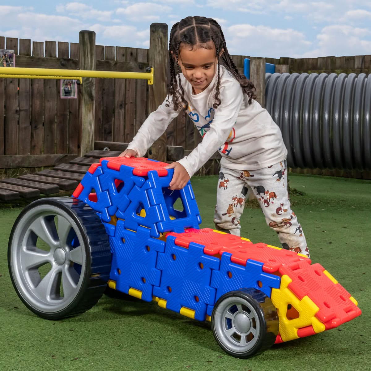 Giant Polydron Vehicle Builders Set, Giant Polydron Vehicle Builders Set,Polydron toys,Polydron building toys,Polydron, Giant Polydron Vehicle Builders Set – Build, Play, and Explore The Giant Polydron Vehicle Builders Set is designed to help children develop an understanding of movement, mechanics, and construction in a fun and interactive way. Featuring two different-sized wheels, this set enables young builders to create a variety of moving models, encouraging co-ordination, problem-solving, and creativi