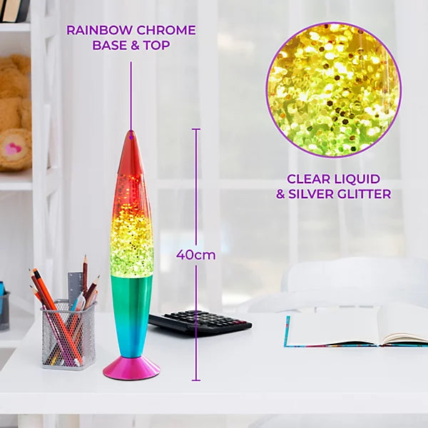 Global Gizmos Rainbow Lava Lamp, Global Gizmos Rainbow Lava Lamp,BLOB rainbow LAVA Lamp,Rainbow LAVA Lamp,Lava Lamp,Children's Lava Lamp,Lava Lamp Gift, Global Gizmos Rainbow Lava Lamp,Add a touch of retro charm and dazzling colour to your space with the Global Gizmos Rainbow Lava Lamp. Featuring a 16-inch height and a vibrant rainbow glitter light pattern, this stunning lamp combines nostalgic style with a modern twist, making it the perfect addition to any room. Its eye-catching chrome base andAdd a touch