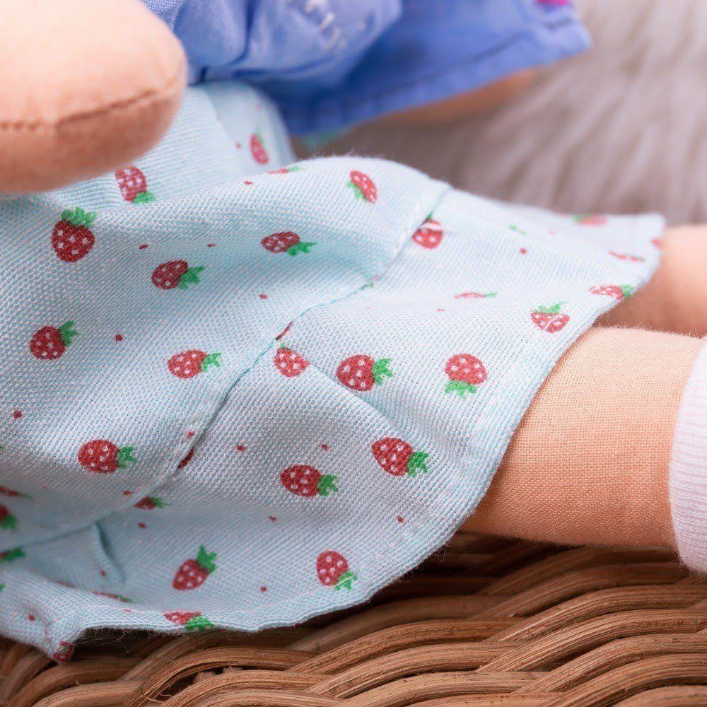 Grace Doll - Small, , Grace Doll - Small,Introducing Grace, a soft and cuddly rag doll that aims to be your child's new favorite companion. With her sweet blue dress adorned with a delightful strawberry pattern and her hair styled in cute bunches, she's all set to win your little one's heart. Key Features: Soft and Cuddly: Grace is made from soft materials th,Grace DollIntroducing Grace, a soft and cuddly rag doll that aims to be your child's new favorite companion. With her sweet blue dress adorned with a 