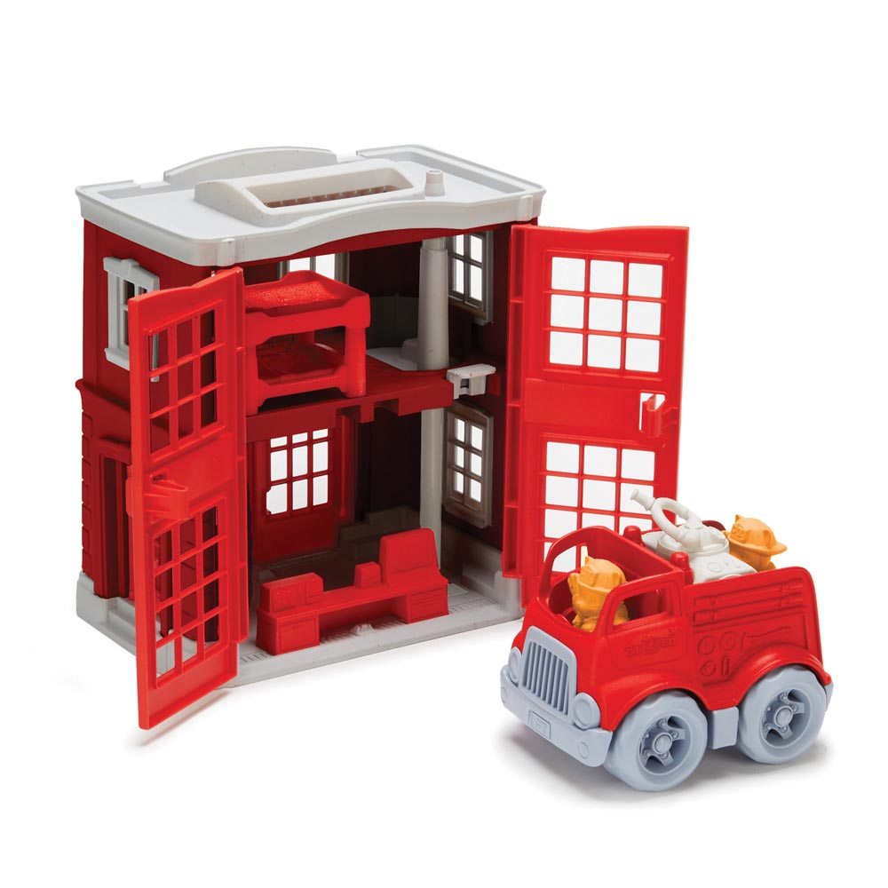 Green Toys Fire Station, Green Toys Fire Station,Fire Station Playset,Fire Station Set,Wooden fire station set,imaginative play fire station toys,childrens fire station set,tidlo fire station, Green Toys Fire Station,Ignite your child's imagination with the Green Toys Fire Station playset! This engaging toy offers everything your aspiring firefighter needs to embark on daring rescue missions. Inside this playset, you'll find a fully equipped fire station, a trusty fire engine, adorable firefighter cat chara