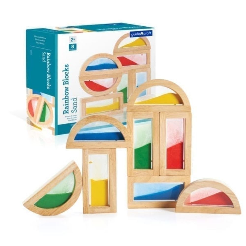 Guidecraft Rainbow Blocks Sand, Guidecraft Rainbow Blocks Sand,Guidecraft Blocks. Guidecraft wooden blocks, Guidecraft UK retailer,Guidecraft treasure blocks,TTS Exploration resources,classroom exploration resources,Natural exploration EYFS resources, Guidecraft Rainbow Blocks Sand,Use the Guidecraft Rainbow Blocks Sand to enhance traditional block play with this set of 8 Rainbow Blocks in various shapes filled with colourful sand. An adventure in colour, light and sound! Indulge your child’s appetite for e