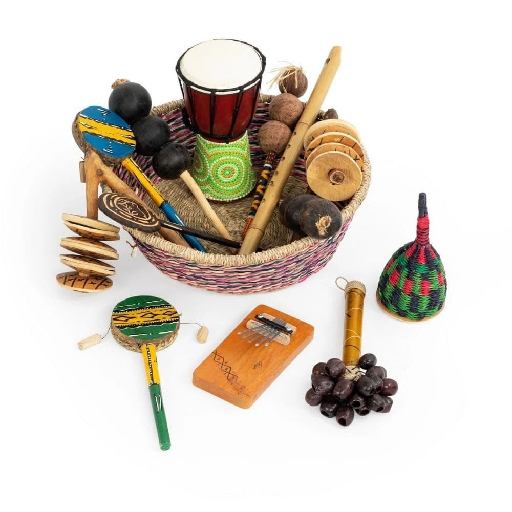 Honestly Made African basket, Honestly Made African basket,Natural musical resources,classroom percussion kit,Classroom Percussion Bag,classroom music set,school music set,school musical instruments,school supplies, Honestly Made African basket,The perfect tool for introducing traditional African sounds, this African basket contains thirteen traditional instruments contained in colourful woven Senegalese basket.Each item has been lovingly handcrafted by local makers using sustainable materials.Many of these