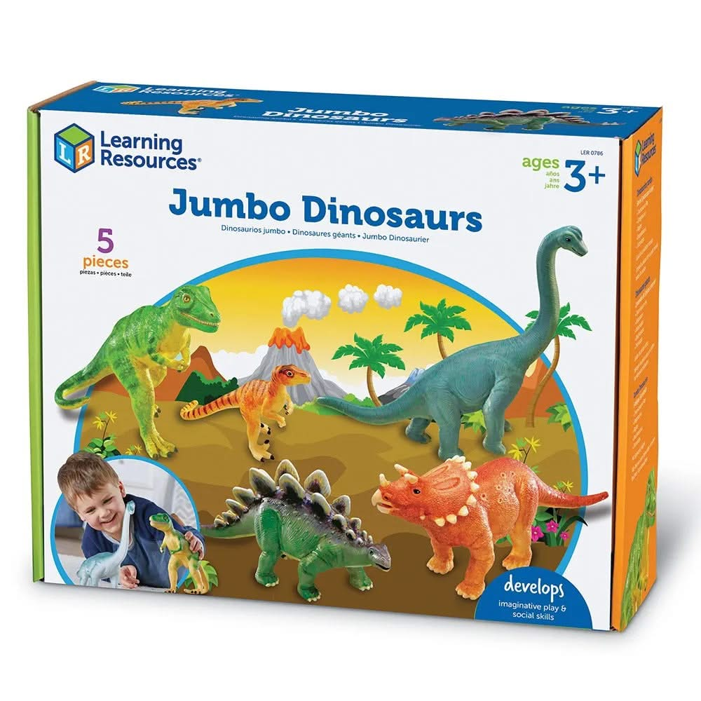 Jumbo Dinosaurs, Learning Resources Jumbo Dinosaurs Figure Set,Jumbo Dinosaurs,Dinosaur toys,Jumbo dinosaur toys,learning resources jumbo dinosaurs,early years resources, educational resources, educational materials, children's learning resources, children's learning materials, Jumbo Dinosaurs,Jumbo Dinosaurs – Imaginative Play on a Larger Scale! Bring your child’s love for dinosaurs to life with the Jumbo Dinosaurs set from Learning Resources. These realistically detailed dinosaurs are designed for little 