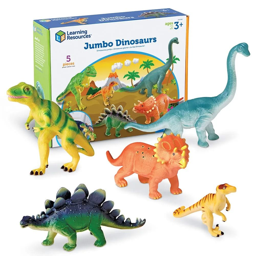 Jumbo Dinosaurs, Learning Resources Jumbo Dinosaurs Figure Set,Jumbo Dinosaurs,Dinosaur toys,Jumbo dinosaur toys,learning resources jumbo dinosaurs,early years resources, educational resources, educational materials, children's learning resources, children's learning materials, Jumbo Dinosaurs,Jumbo Dinosaurs – Imaginative Play on a Larger Scale! Bring your child’s love for dinosaurs to life with the Jumbo Dinosaurs set from Learning Resources. These realistically detailed dinosaurs are designed for little 