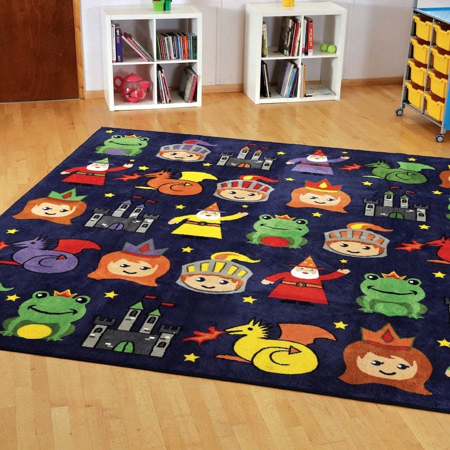 Kinder Story Time Carpet 3 x 3 metre, Kinder Story Time Carpet 3 x 3 metre,Kinder™ Story Time Carpet 3 x 3 metre,Early years resources,Children's carpets,children's story time carpets and cushions,classroom carpets,primary school carpets and rugs, Kinder Story Time Carpet 3 x 3 metre,Our Kinder™ Story Time Carpet is a 3 metre square placement carpet with clearly identifiable seating areas for up to 30 children. The brightly coloured characters include a wizard, castle and dragon.Our Heavy-Duty Dura-Pile™ St