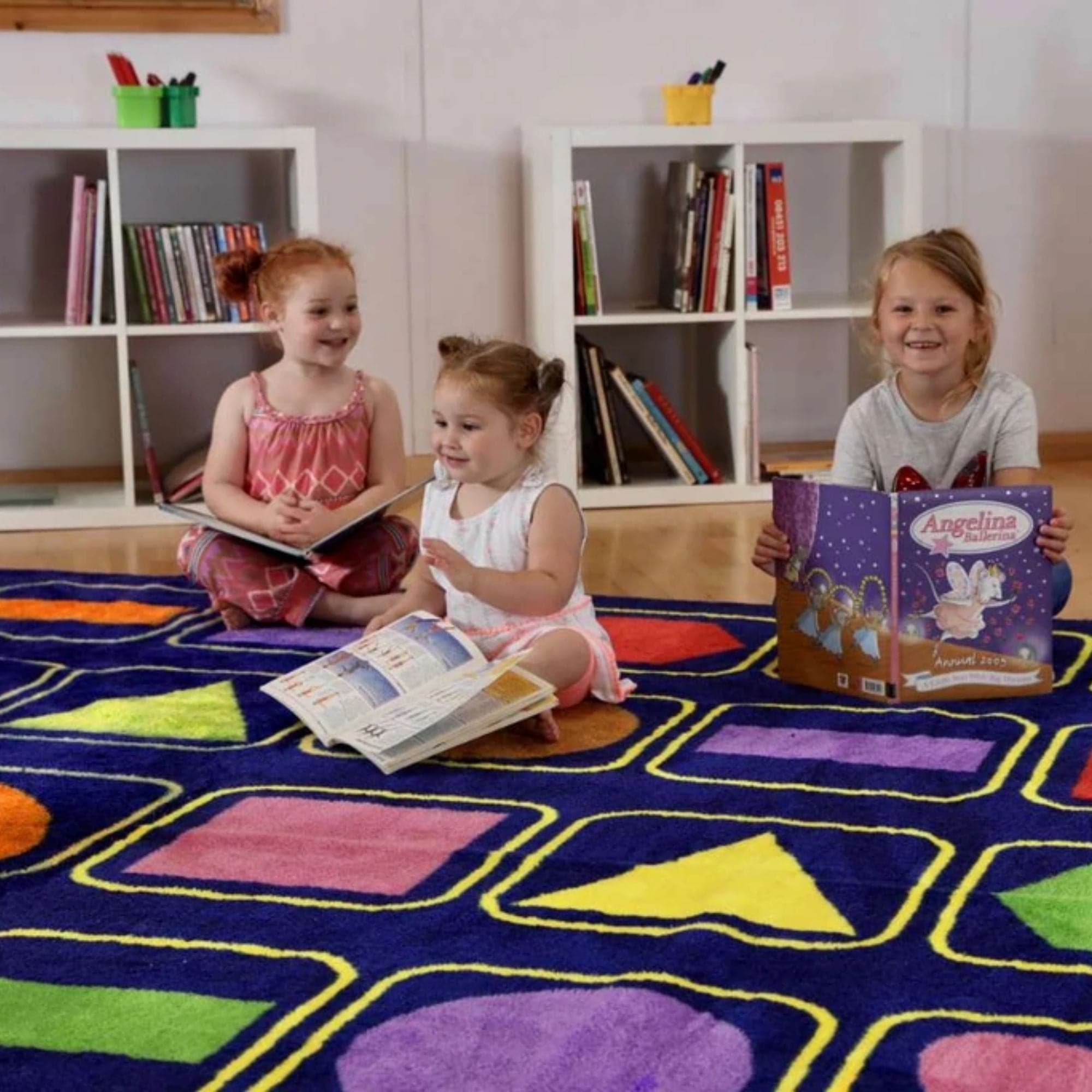 Kindercolour Geometric Shapes Carpet 3 X 3 Metre, Kindercolour Geometric Shapes Carpet 3 X 3 Metre,Kindercolour™Geometric Shapes Carpet 3 X 3 Metre,,Classroom carpets,Children's carpets,children's story time carpets and cushions,classroom carpets,primary school carpets and rugs, Kindercolour Geometric Shapes Carpet 3 X 3 Metre,The Kindercolour™Geometric Shapes Carpet is a huge 3m square placement carpet with clearly recognisable seating areas for up to 30 children. These brightly coloured basic shapes aid s