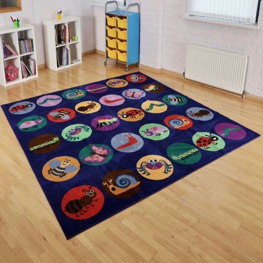 Kinder™Mini Beasts Carpet 3 x 3 Metre, Kinder™Mini Beasts Carpet 3 x 3 Metre,Kinder™Mini Beasts Carpet 3 x 3 Metre,Children's carpets,children's story time carpets and cushions,classroom carpets,primary school carpets and rugs, Kinder™Mini Beasts Carpet 3 x 3 Metre,Kinder™ Mini Beasts Carpet – A Fun and Durable Classroom Seating Solution Create a welcoming and engaging learning environment with the Kinder™ Mini Beasts Carpet, a 3-metre square classroom rug designed to comfortably accommodate up to 30 childr