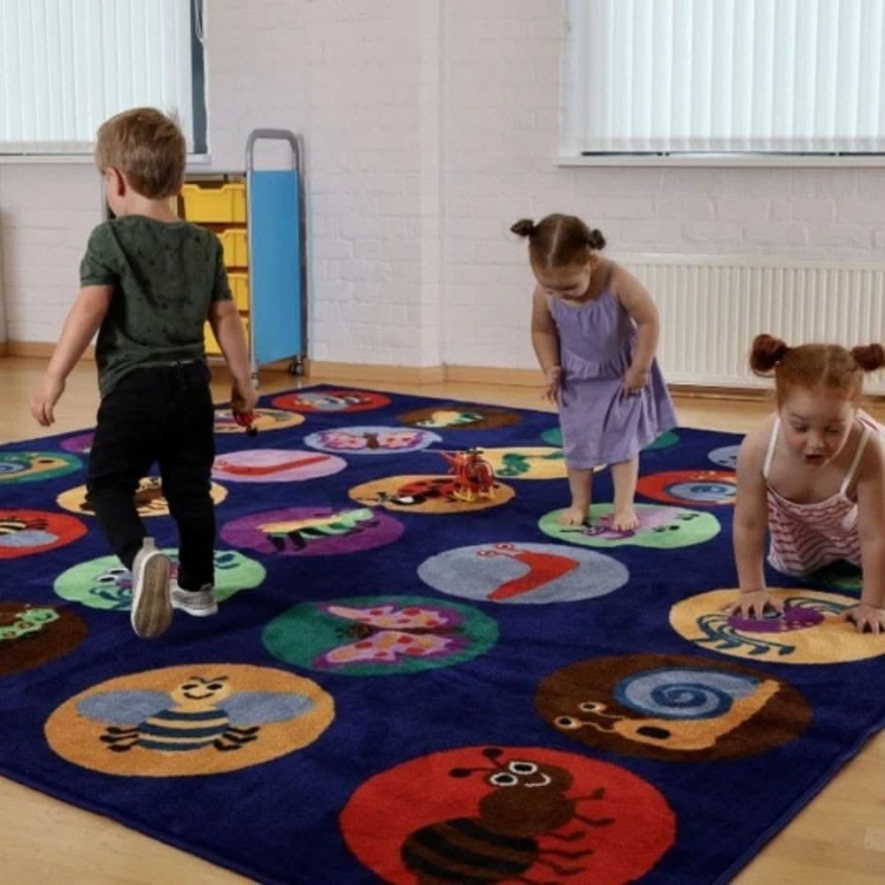 Kinder™Mini Beasts Carpet 3 x 3 Metre, Kinder™Mini Beasts Carpet 3 x 3 Metre,Kinder™Mini Beasts Carpet 3 x 3 Metre,Children's carpets,children's story time carpets and cushions,classroom carpets,primary school carpets and rugs, Kinder™Mini Beasts Carpet 3 x 3 Metre,Kinder™ Mini Beasts Carpet – A Fun and Durable Classroom Seating Solution Create a welcoming and engaging learning environment with the Kinder™ Mini Beasts Carpet, a 3-metre square classroom rug designed to comfortably accommodate up to 30 childr