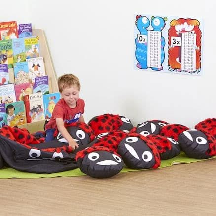 Ladybird Cushion and 15 Baby Ladybird Cushions, Ladybird Cushion and 15 Baby Ladybird Cushions,ladybird cushions,mini beasts early years resources,early years classroom furniture,sensory cushion, Ladybird Cushion and 15 Baby Ladybird Cushions,Within the large ladybird cushion lies a delightful surprise — unzip to discover 15 baby ladybird cushions nestled inside! Each little cushion offers a warm and cozy spot for children to sit, making group activities and collaborative learning both fun and comfortable. 