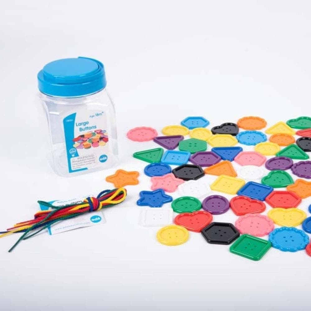 Large Buttons & Laces Jar - Pk58, Large Buttons & Laces Jar - Pk58, Lacing buttons toys, lacing toys, lacing activities, threading buttons,Lacing button,fine motor skills toys,threading toys,lacing toys, Large Buttons & Laces Jar - Pk58,Introducing a delightful and interactive way to boost your child’s development through play! Our Large Buttons & Laces Jar - Pk58 is more than just a jar of buttons. It’s a treasure trove of learning opportunities designed to captivate young minds. Key Features: Vibrant Coll