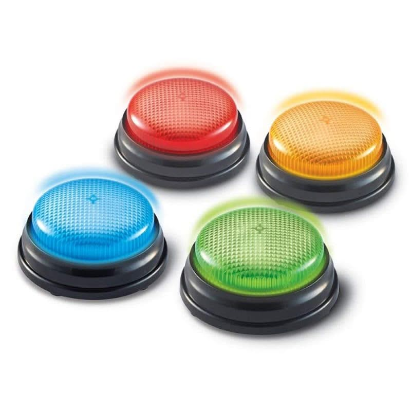 Learning Resources Lights & Sounds Answer Buzzers, Learning Resources Lights & Sounds Answer Buzzers,Light and Sound Answer Buzzers pack of 4,answer buzzers learning resources,learning resources uk discount code,education resources, Learning Resources Lights & Sounds Answer Buzzers,These fun, colourful Lights & Sounds Answer Buzzers turn any activity into a game while keeping even the youngest children engaged! The Lights & Sounds Answer Buzzers Set includes 4 brightly coloured buzzers (blue, red, green and