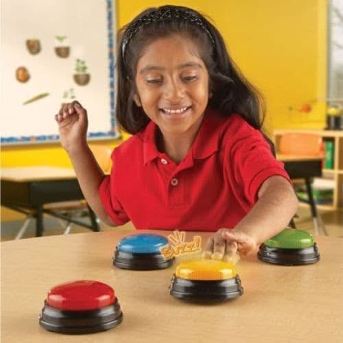 Learning Resources Lights & Sounds Answer Buzzers, Learning Resources Lights & Sounds Answer Buzzers,Light and Sound Answer Buzzers pack of 4,answer buzzers learning resources,learning resources uk discount code,education resources, Learning Resources Lights & Sounds Answer Buzzers,These fun, colourful Lights & Sounds Answer Buzzers turn any activity into a game while keeping even the youngest children engaged! The Lights & Sounds Answer Buzzers Set includes 4 brightly coloured buzzers (blue, red, green and