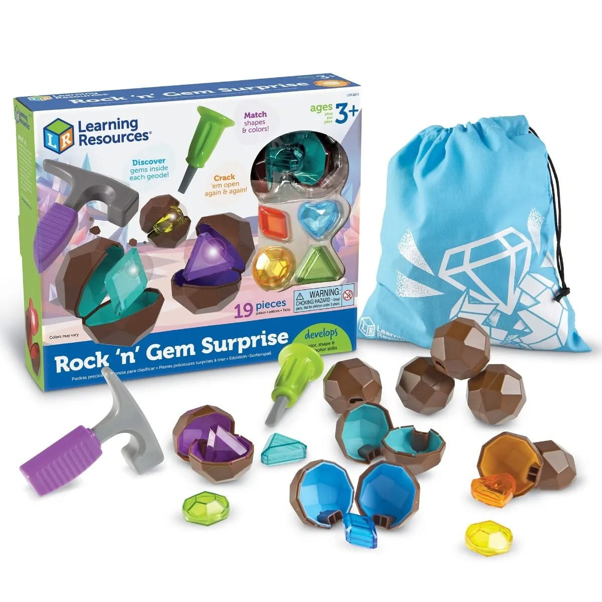 Learning Resources Rock 'n Gem Surprise, Learning Resources Rock 'n Gem Surprise,Toys,fine motor skills, colour and shape recognition and role-playing skills, Learning Resources Rock 'n Gem Surprise,Learning Resources Rock 'n' Gem Surprise – Crack, Discover, and Learn! Unleash the thrill of discovery with Rock 'n' Gem Surprise from Learning Resources. This engaging and educational toy brings the excitement of cracking open geodes to reveal colourful gemstones, sparking curiosity and imaginative playLearning