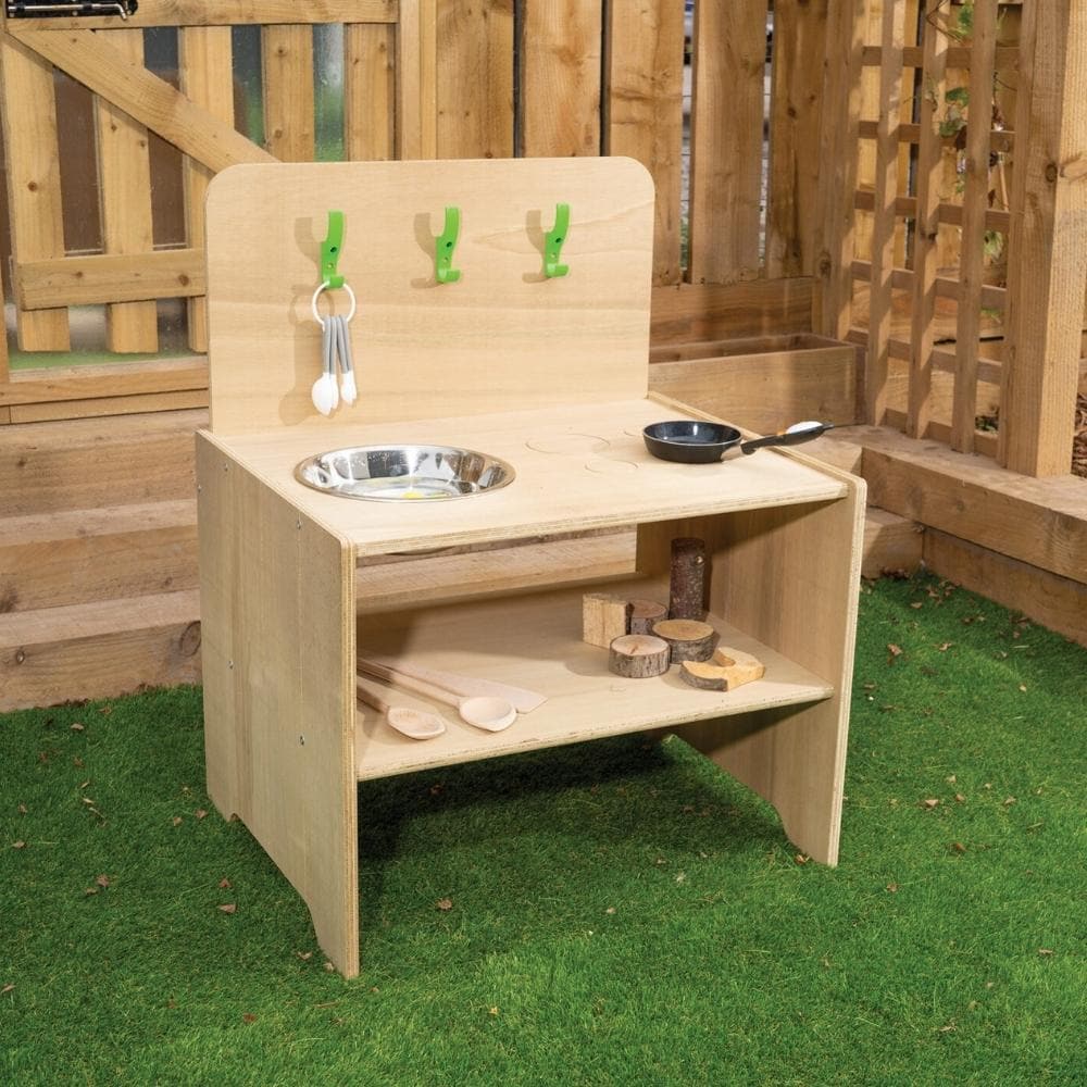 Leave Me Outdoor Mini Mess Around Kitchen, Leave Me Outdoor Mini Mess Around Kitchen,Outdoor Mini Mess Around Kitchen 420Mm High Oak,Outdoor play kitchen,play kitchen for children,childrens wooden play kitchen,childrens outdoor wooden toys, Leave Me Outdoor Mini Mess Around Kitchen,From our Leave Me Outdoors Range this Outdoor Mess Around Kitchen is a fantastic role play product that can safely be left outdoors all year round. An outdoor low-level kitchen designed for under 2s, complete with a stainless-ste