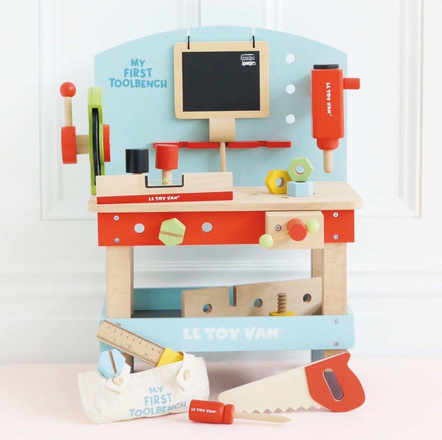 LeToy Van Wooden Tool Bench, Le Van Toys Wooden Tool Bench,childrens work bench,childrens pretend play tool set,childrens tool set bench, LeToy Van Wooden Tool Bench,Unleash your child's inner builder with our wooden tool bench toy and power tools. This exciting and comprehensive set is perfect for introducing little ones to the world of construction and imaginative play. Crafted from high-quality, solid wood, this eco-friendly toy is built to withstand the test of time. Not onlyLe Toy Van Wooden Tool Bench