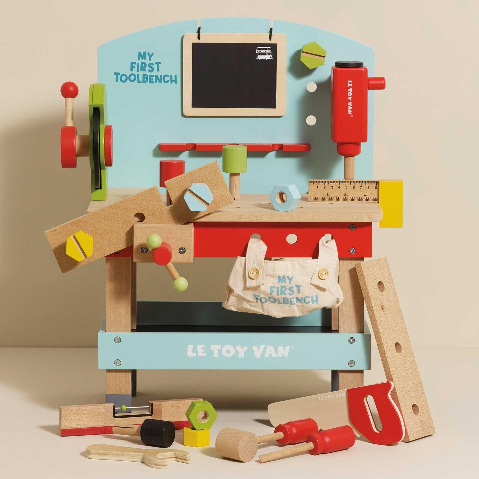 LeToy Van Wooden Tool Bench, Le Van Toys Wooden Tool Bench,childrens work bench,childrens pretend play tool set,childrens tool set bench, LeToy Van Wooden Tool Bench,Unleash your child's inner builder with our wooden tool bench toy and power tools. This exciting and comprehensive set is perfect for introducing little ones to the world of construction and imaginative play. Crafted from high-quality, solid wood, this eco-friendly toy is built to withstand the test of time. Not onlyLe Toy Van Wooden Tool Bench