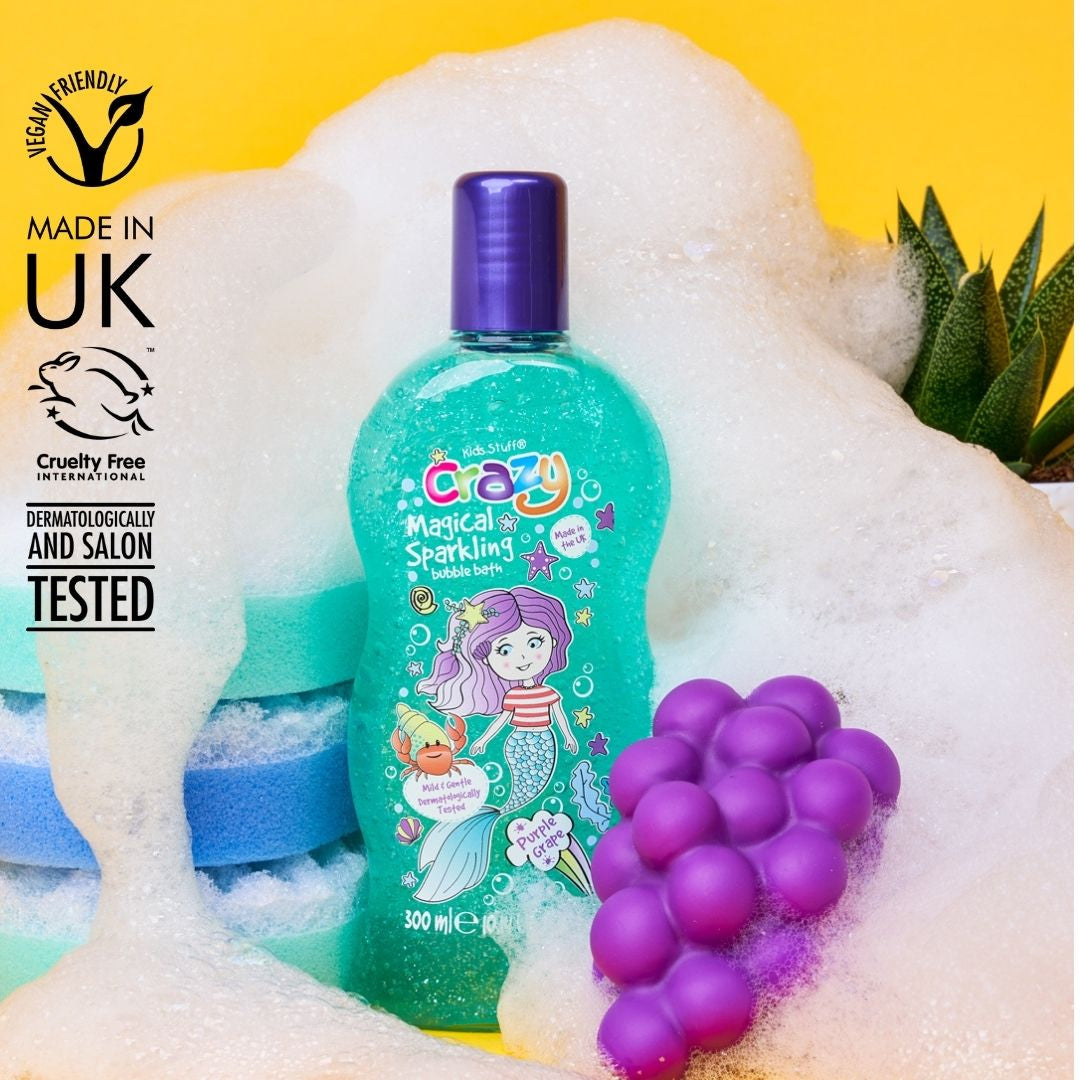 Magical Sparkling Bubble Bath, Magical Sparkling Bubble Bath,Bubble Bath,Child friendly bubble bath,Children's bubble bath,sensory bubble bath., Magical Sparkling Bubble Bath,Make bath time a magical and sparkling experience with Kids Stuff Crazy Magical Sparkling Bubble Bath! This delightful bubble bath not only adds a touch of glittery fun to the tub but also leaves your child's skin feeling clean and fresh, thanks to its mild and gentle formulation. Magical Sparkling Bubble Bath Features,Magical Sparklin