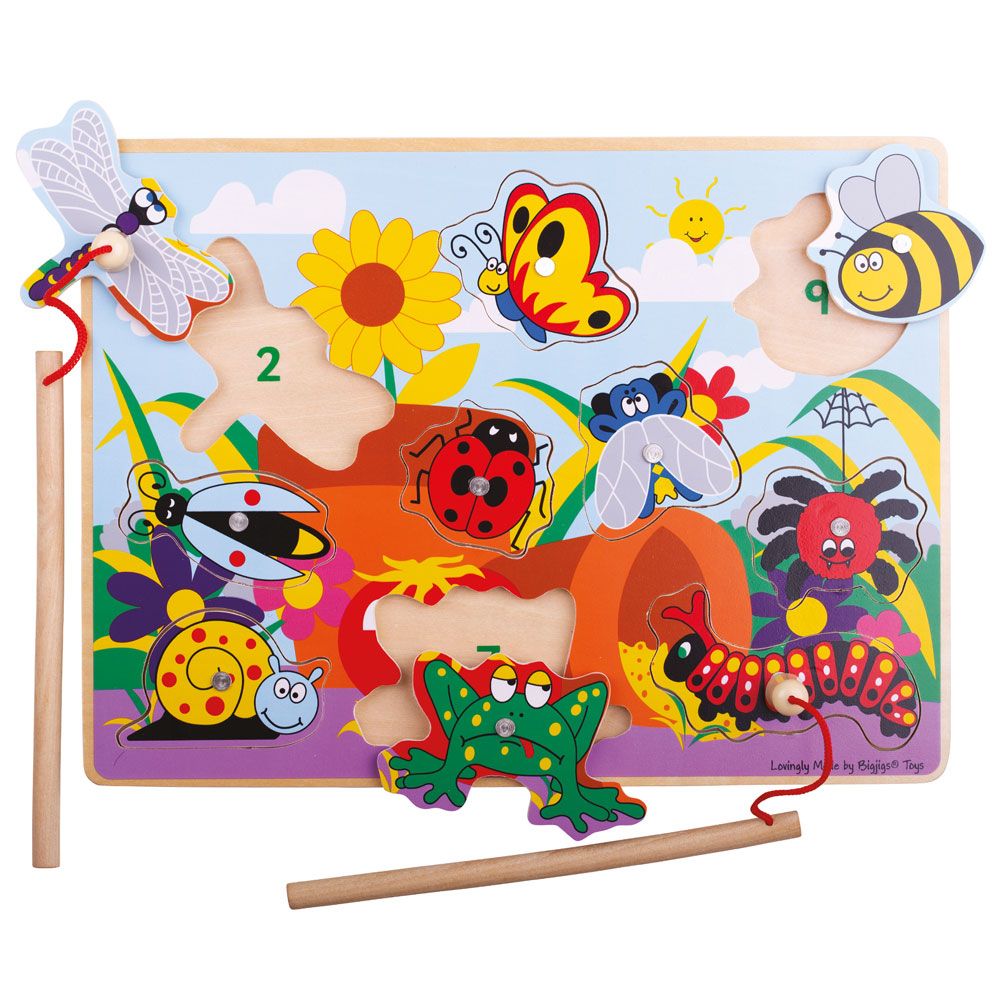 Magnetic Wooden Fun Bugs Puzzle, Magnetic Wooden Fun Bugs Puzzle,Wooden fishing toy game,TTS education discount.tts school discount,tts discount code,tts school supplies,tts discount,tts schools, Magnetic Wooden Fun Bugs Puzzle,With this Magnetic Wooden Fun Bugs Puzzle children use the 2 magnetic fishing poles to lift the pieces out of the puzzle board. Will you catch a butterfly, a spider, a ladybird or a bee? Children will love the 10 brightly coloured familiar bugs and insects. Each piece is numbered for