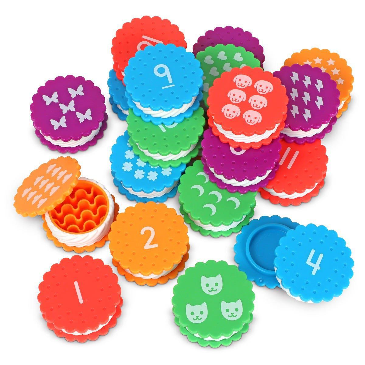 Mini Number Treats, Learning Resources Mini Number Treats,numeracy resources,school numeracy resources,school classroom resources, Mini Number Treats – A Fun & Tactile Way to Learn Numbers & Colours! Make early maths learning fun, hands-on, and engaging with the Mini Number Treats! These colourful, twist-apart cookie toys introduce children to number recognition, counting, and colour sorting through interactive play. Perfectly sized for little hands, this 20-piece set encourages fine motor development, numb