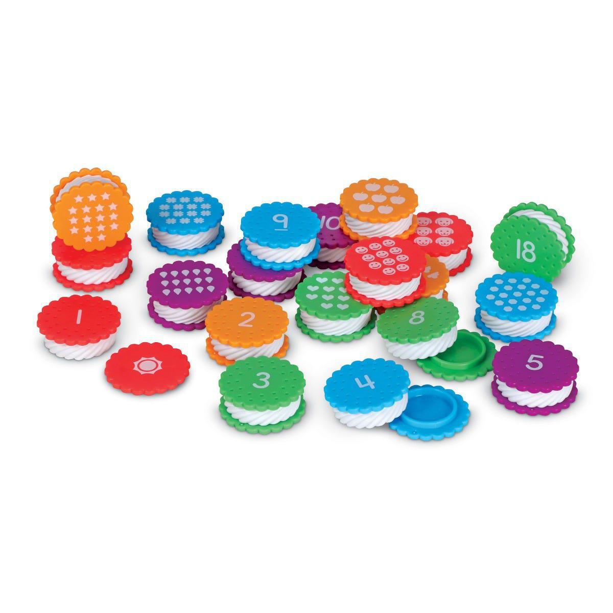 Mini Number Treats, Learning Resources Mini Number Treats,numeracy resources,school numeracy resources,school classroom resources, Mini Number Treats – A Fun & Tactile Way to Learn Numbers & Colours! Make early maths learning fun, hands-on, and engaging with the Mini Number Treats! These colourful, twist-apart cookie toys introduce children to number recognition, counting, and colour sorting through interactive play. Perfectly sized for little hands, this 20-piece set encourages fine motor development, numb