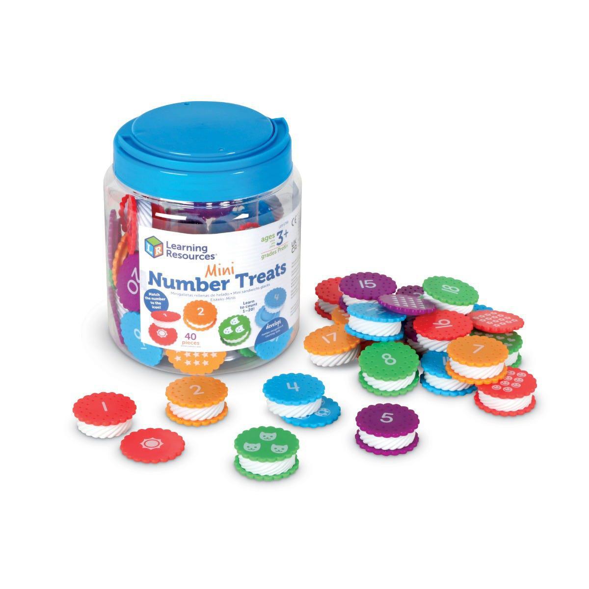 Mini Number Treats, Learning Resources Mini Number Treats,numeracy resources,school numeracy resources,school classroom resources, Mini Number Treats – A Fun & Tactile Way to Learn Numbers & Colours! Make early maths learning fun, hands-on, and engaging with the Mini Number Treats! These colourful, twist-apart cookie toys introduce children to number recognition, counting, and colour sorting through interactive play. Perfectly sized for little hands, this 20-piece set encourages fine motor development, numb