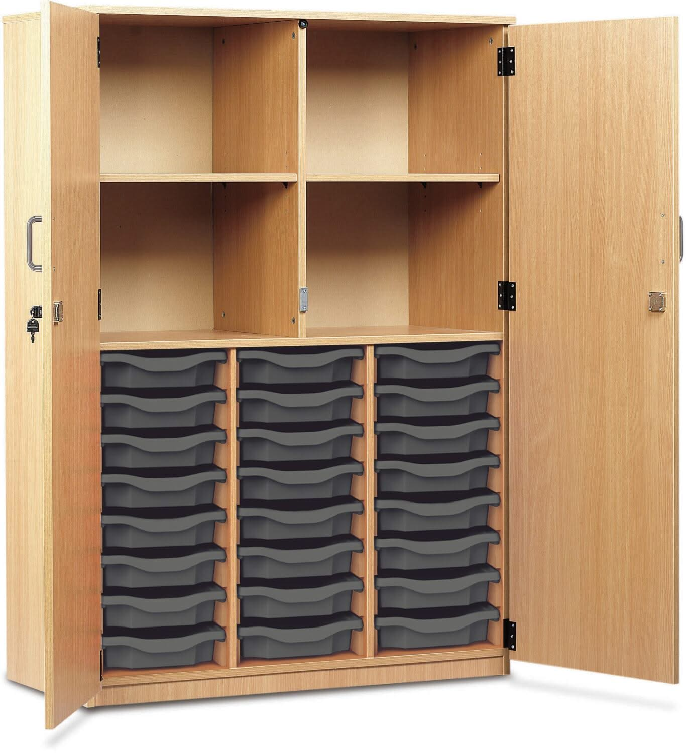 Monarch 24 Shallow Tray Storage Cupboard with Lockable Doors, , Monarch 24 Shallow Tray Storage Cupboard with Lockable Doors,The Monarch 24 Shallow Tray Storage Cupboard with Lockable Doors is a practical and versatile storage solution, ideal for schools, colleges, and educational environments. Designed to provide organised and secure storage, this unit combines functionality with robust construction toThe Monarch 24 Shallow Tray Storage Cupboard with Lockable Doors is a practical and versatile storage solu