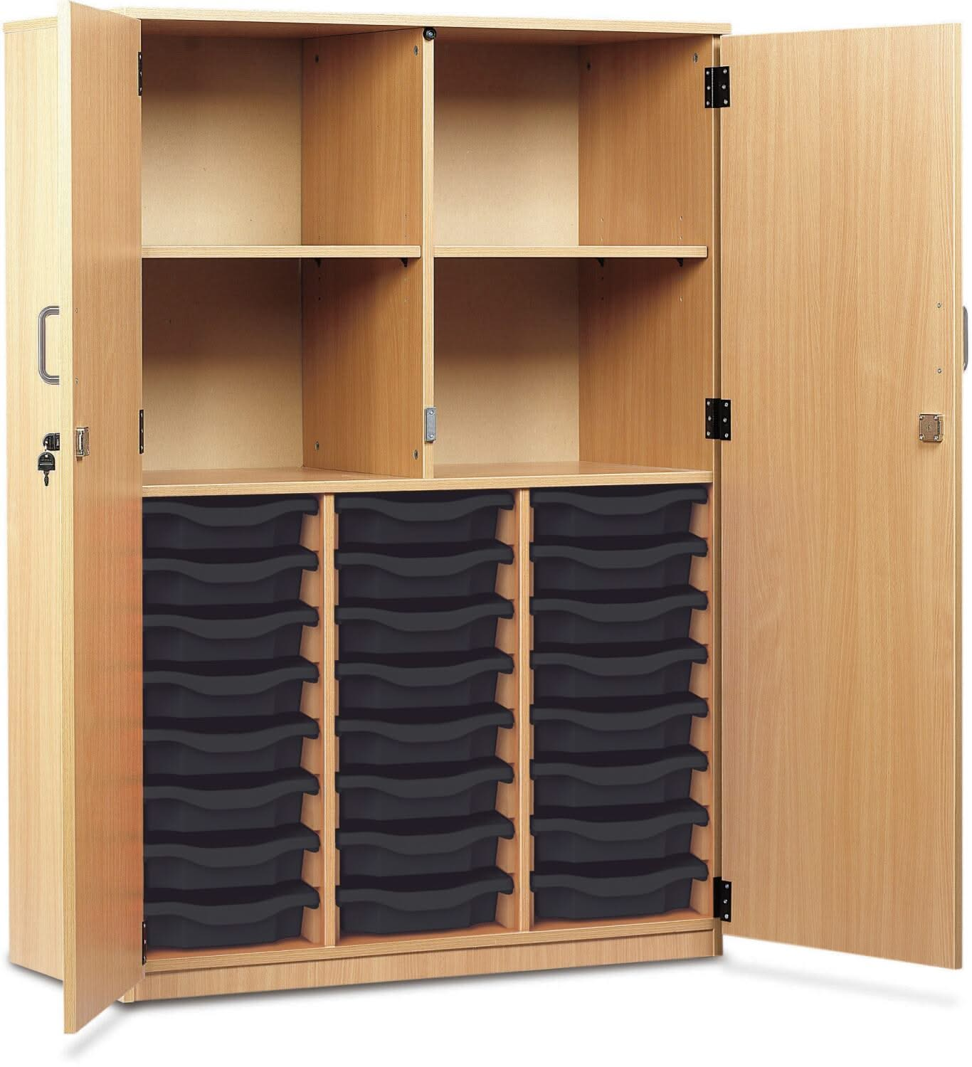 Monarch 24 Shallow Tray Storage Cupboard with Lockable Doors, , Monarch 24 Shallow Tray Storage Cupboard with Lockable Doors,The Monarch 24 Shallow Tray Storage Cupboard with Lockable Doors is a practical and versatile storage solution, ideal for schools, colleges, and educational environments. Designed to provide organised and secure storage, this unit combines functionality with robust construction toThe Monarch 24 Shallow Tray Storage Cupboard with Lockable Doors is a practical and versatile storage solu