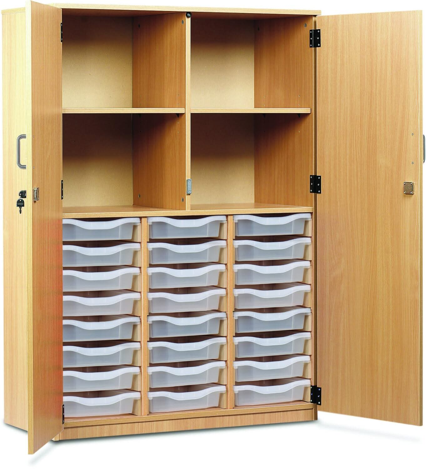 Monarch 24 Shallow Tray Storage Cupboard with Lockable Doors, , Monarch 24 Shallow Tray Storage Cupboard with Lockable Doors,The Monarch 24 Shallow Tray Storage Cupboard with Lockable Doors is a practical and versatile storage solution, ideal for schools, colleges, and educational environments. Designed to provide organised and secure storage, this unit combines functionality with robust construction toThe Monarch 24 Shallow Tray Storage Cupboard with Lockable Doors is a practical and versatile storage solu