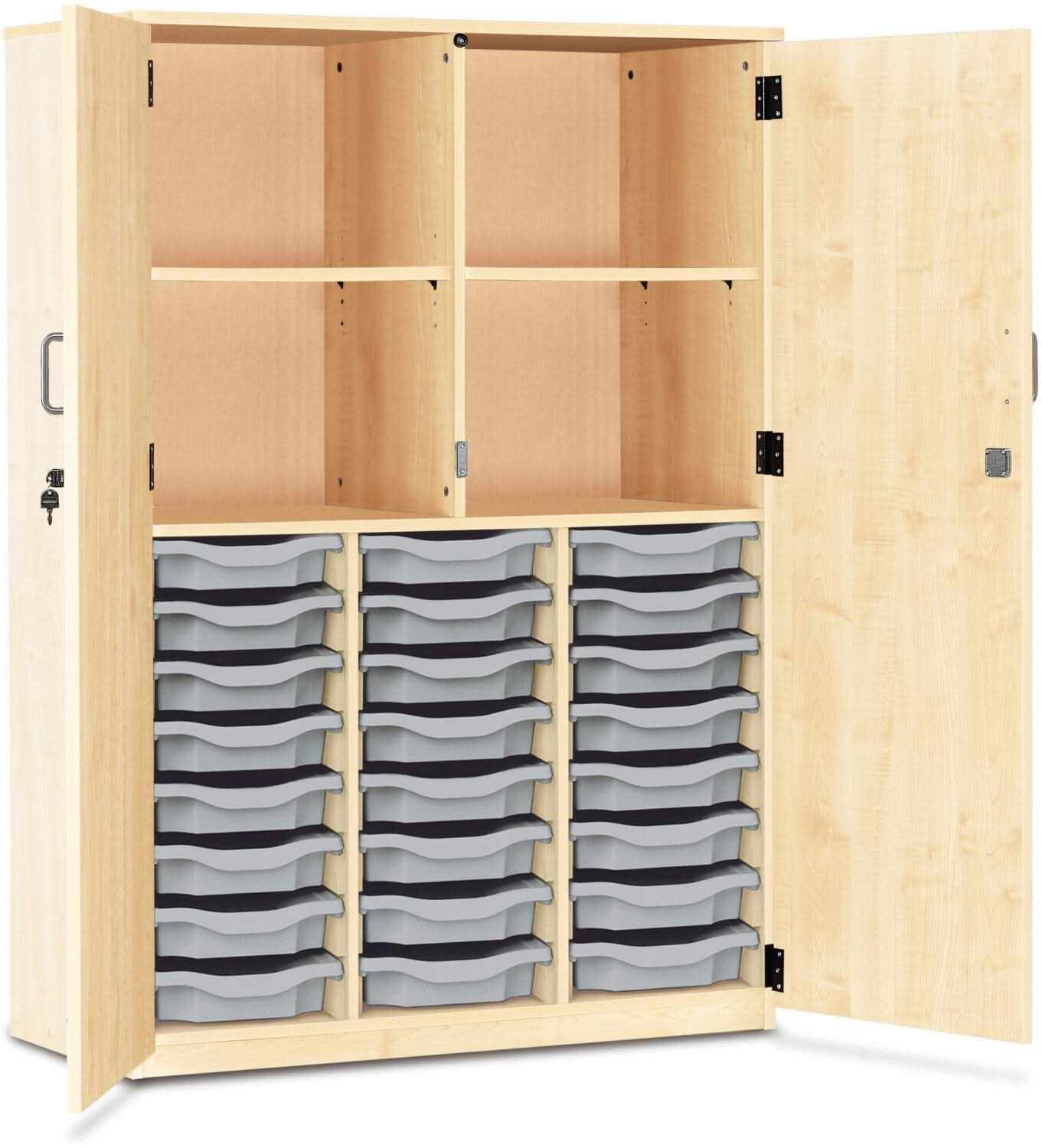 Monarch 24 Shallow Tray Storage Cupboard with Lockable Doors, , Monarch 24 Shallow Tray Storage Cupboard with Lockable Doors,The Monarch 24 Shallow Tray Storage Cupboard with Lockable Doors is a practical and versatile storage solution, ideal for schools, colleges, and educational environments. Designed to provide organised and secure storage, this unit combines functionality with robust construction toThe Monarch 24 Shallow Tray Storage Cupboard with Lockable Doors is a practical and versatile storage solu