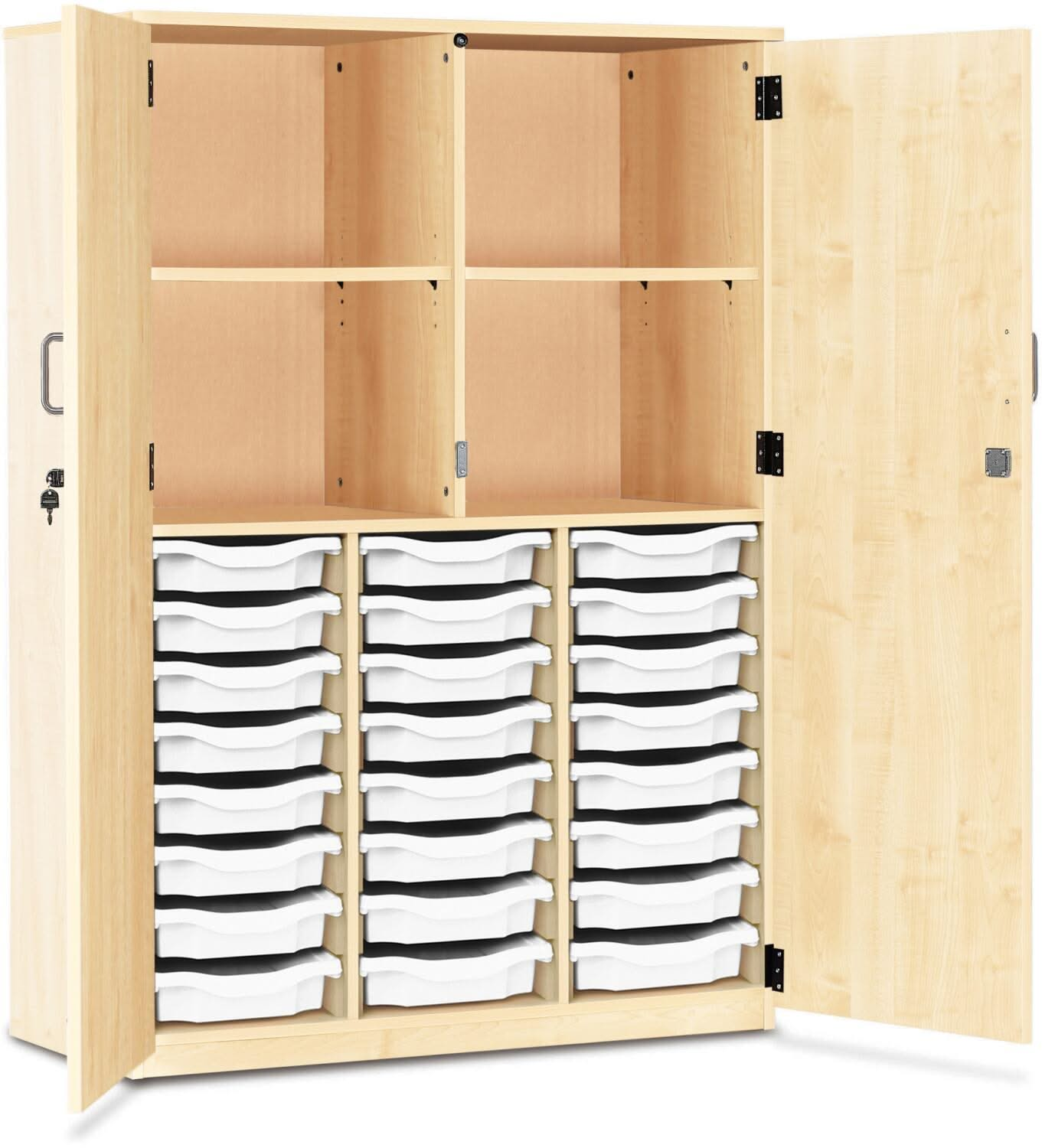 Monarch 24 Shallow Tray Storage Cupboard with Lockable Doors, , Monarch 24 Shallow Tray Storage Cupboard with Lockable Doors,The Monarch 24 Shallow Tray Storage Cupboard with Lockable Doors is a practical and versatile storage solution, ideal for schools, colleges, and educational environments. Designed to provide organised and secure storage, this unit combines functionality with robust construction toThe Monarch 24 Shallow Tray Storage Cupboard with Lockable Doors is a practical and versatile storage solu