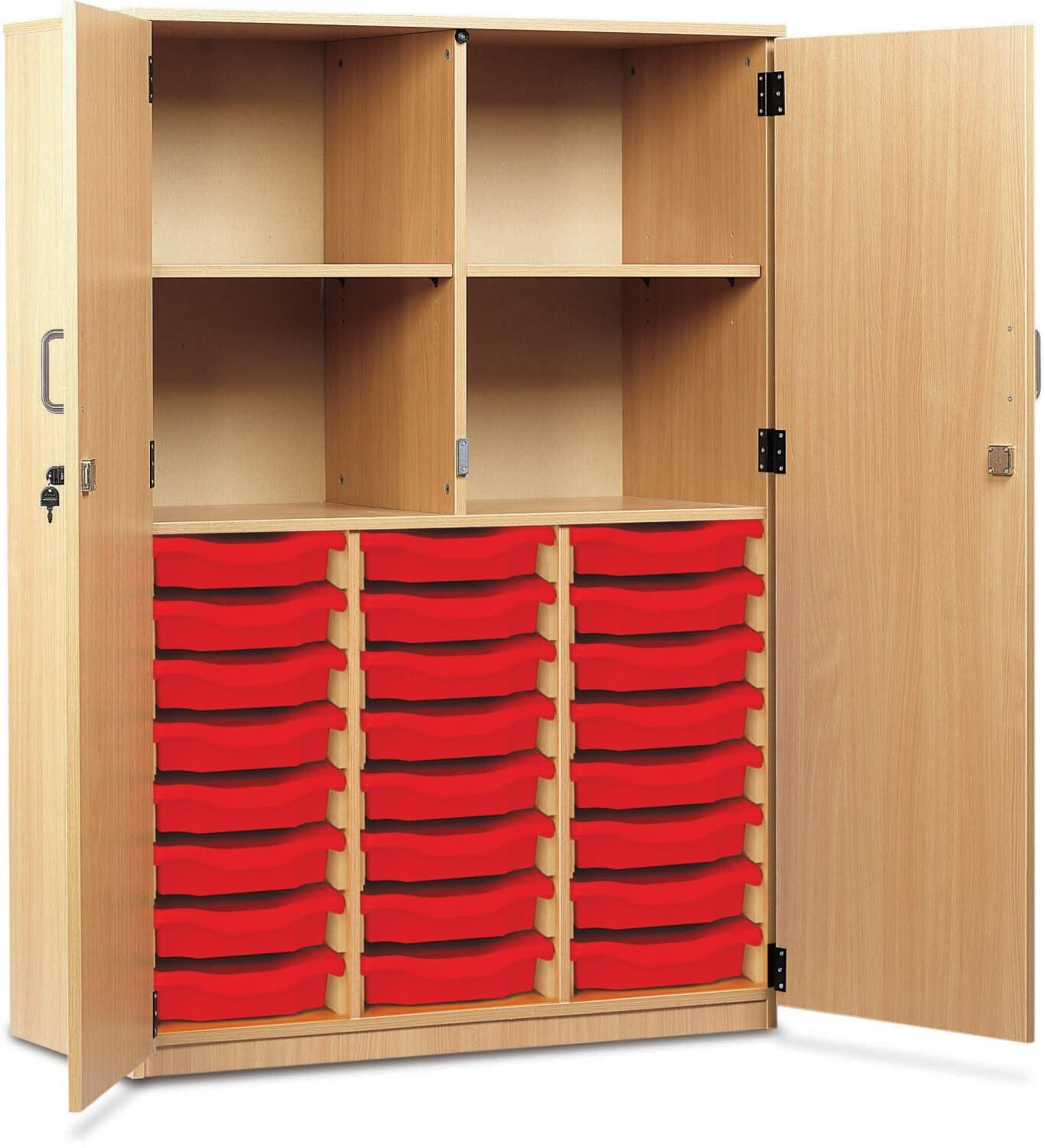 Monarch 24 Shallow Tray Storage Cupboard with Lockable Doors, , Monarch 24 Shallow Tray Storage Cupboard with Lockable Doors,The Monarch 24 Shallow Tray Storage Cupboard with Lockable Doors is a practical and versatile storage solution, ideal for schools, colleges, and educational environments. Designed to provide organised and secure storage, this unit combines functionality with robust construction toThe Monarch 24 Shallow Tray Storage Cupboard with Lockable Doors is a practical and versatile storage solu