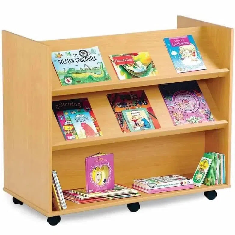 Monarch Double Sided Library Unit with 2 Angled and 1 Horizonal Shelf, , Monarch Double Sided Library Unit with 2 Angled and 1 Horizonal Shelf,The Monarch Double Sided Library Unit with 2 Angled and 1 Horizontal Shelf is a robust and versatile storage solution, ideal for schools, colleges, and universities. Designed to fit seamlessly into educational settings, this unit offers a combination of angled and horizontalThe Monarch Double Sided Library Unit with 2 Angled and 1 Horizontal Shelf is a robust and ver