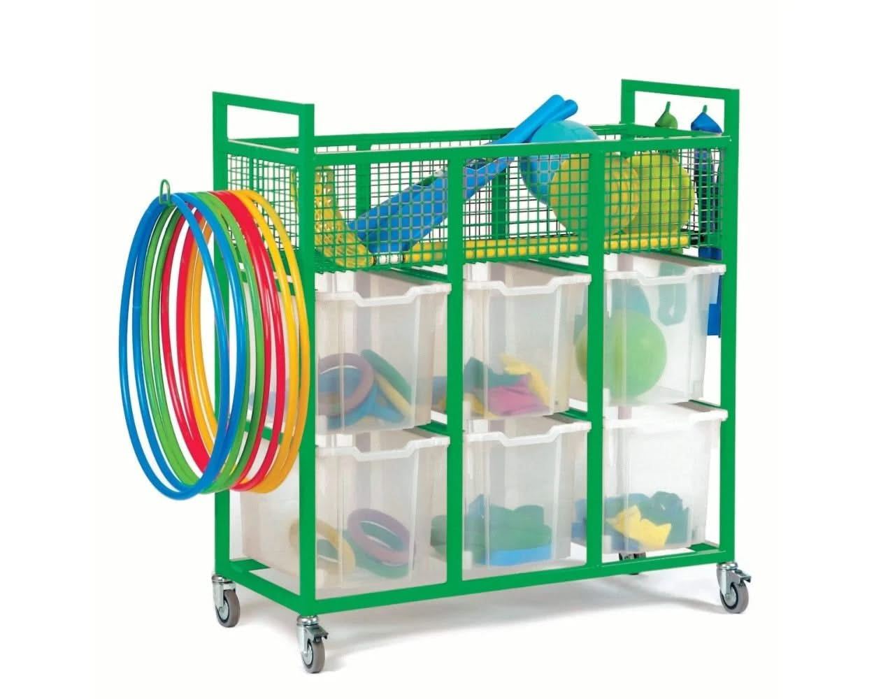 Monarch School Sports Trolley with 6 Jumbo Trays, , Monarch School Sports Trolley with 6 Jumbo Trays,The Monarch School Sports Trolley with 6 Jumbo Trays is the perfect storage and transportation solution for all your P.E. and sports equipment needs. Whether you're a school, sports club, or gym, this colourful and handy trolley is designed to make organizing and moving equipment a breeze.DeliveredThe Monarch School Sports Trolley with 6 Jumbo Trays is the perfect storage and transportation solution for all 