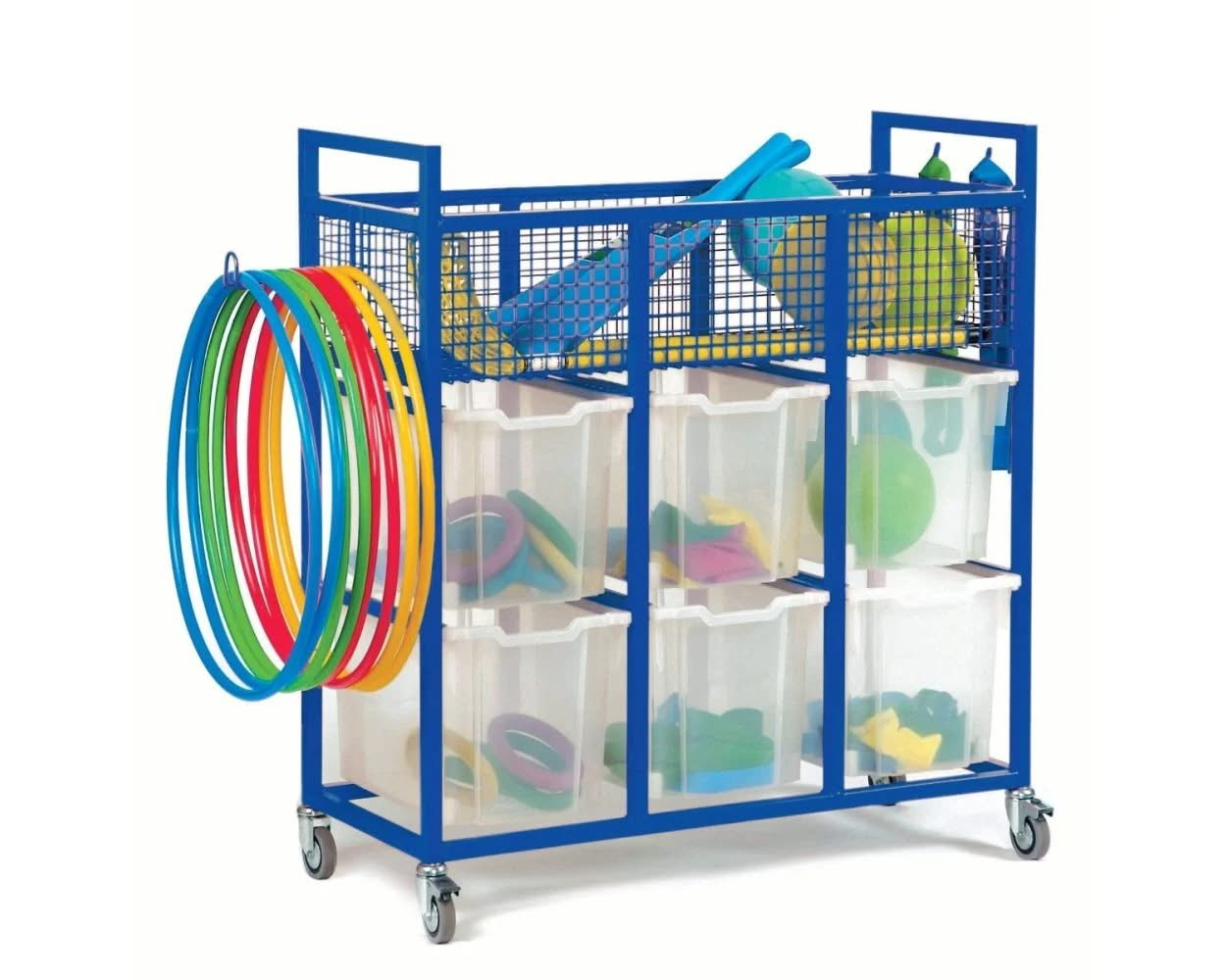 Monarch School Sports Trolley with 6 Jumbo Trays, , Monarch School Sports Trolley with 6 Jumbo Trays,The Monarch School Sports Trolley with 6 Jumbo Trays is the perfect storage and transportation solution for all your P.E. and sports equipment needs. Whether you're a school, sports club, or gym, this colourful and handy trolley is designed to make organizing and moving equipment a breeze.DeliveredThe Monarch School Sports Trolley with 6 Jumbo Trays is the perfect storage and transportation solution for all 