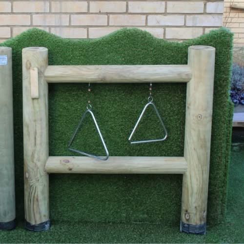 Musical Triangles, Musical Triangles, Children playground musical equipment, Musical equipment playground, Children's Playground equipment, school playground equipment, school playground wooden houses, Musical Triangles,The Musical Triangles provide gentle sounds and are a great addition to any sensory garden or playground. The Musical Triangles are suitable for all year round outdoor use and are safe and durable. Product specifications: One person assembly Approximately one hour installation time Approxima