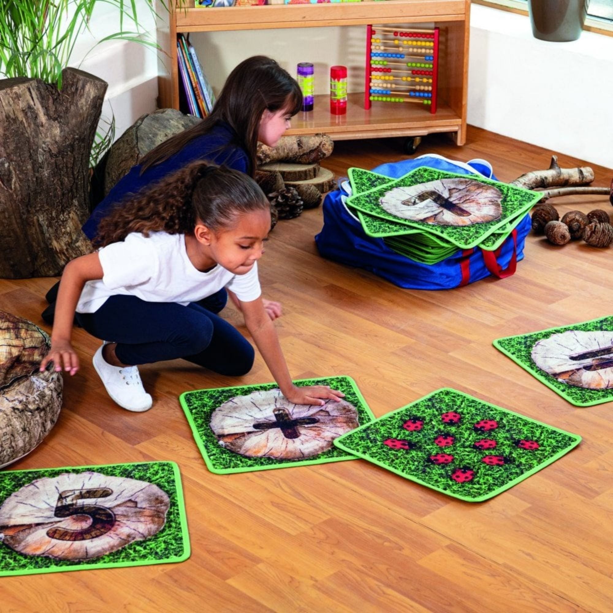 Natural World Counting Indoor Outdoor Mini Placement Carpets With Holdall, Natural World Counting Indoor Outdoor Mini Placement Carpets With Holdall, EYFS Placement Carpets, Nature themed carpets, EYFS carpets, EYFS rugs, Early years themed rugs, Natural World Counting Indoor Outdoor Mini Placement Carpets With Holdall,Pack of 35 woodland themed carpet tiles that can be used both indoors and out. A great way for children to practice sums and number bonds. The Natural World Counting Indoor Outdoor Mini Place