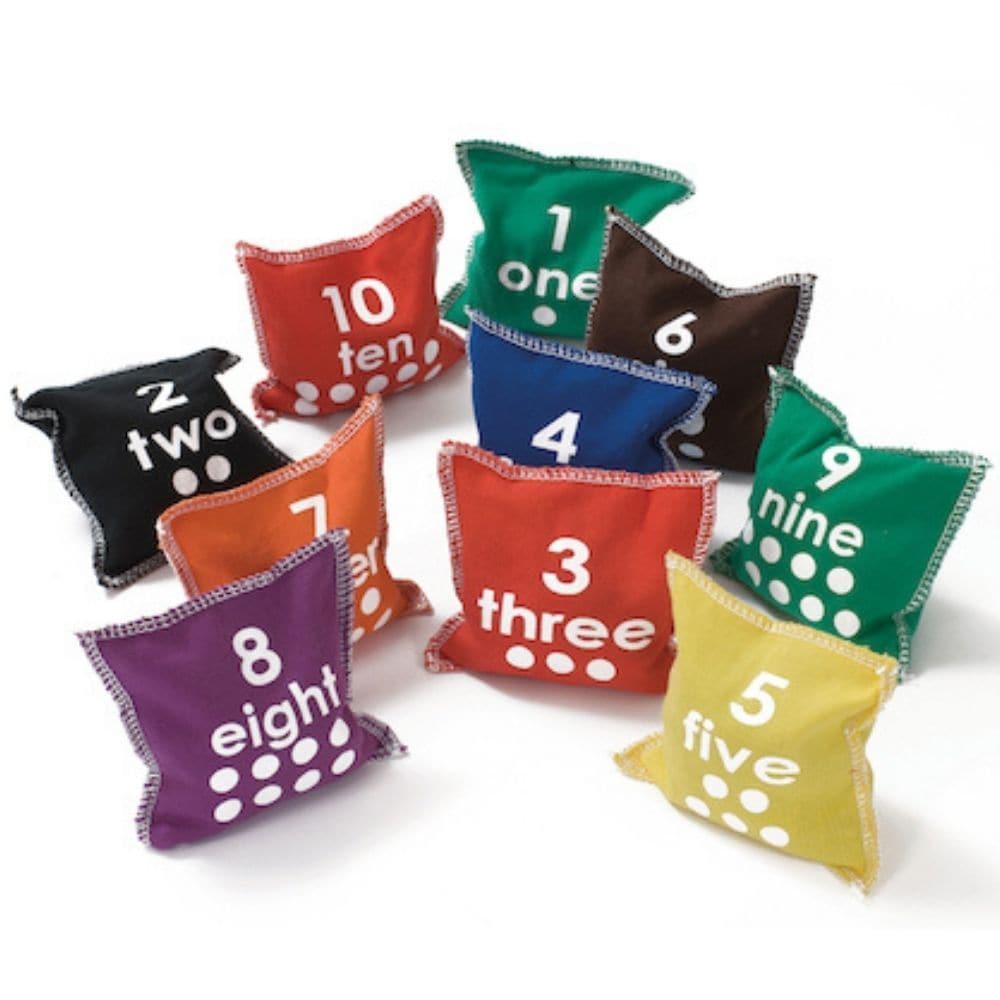 Number & Dot Bean Bags Pk10, Number & Dot Bean Bags Pk10,Throwing bean bags,Number bean bags,Children's bean bags, Number & Dot Bean Bags Pk10,Numbered Bean Bags come in a set of 10 bright colours that are numbered and dotted visually stimulating the user. The Number & Dot Bean Bags Pk10 are great for throwing and catching games but most of all they are perfect for number games. These educational Number & Dot Bean Bags will develop fine motor skills as you ma,Number & Dot Bean BagsNumbered Bean Bags come in