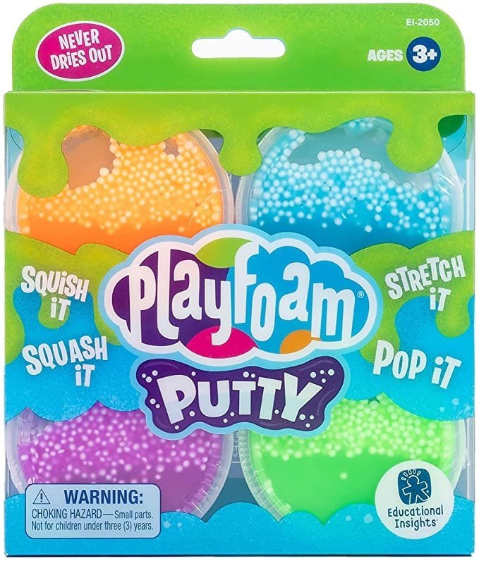 Playfoam Putty 4-Pack, Playfoam Putty 4-Pack,Playfoam putty,Learning resources,Educational insights uk,learning resources uk,Play Foam,early years resources, educational resources, educational materials, children's learning resource, Playfoam Putty 4-Pack,Mould, stretch and squeeze this uniquely textured kids Playfoam Putty and hear it make satisfying crackling sounds with every squish.This fun sensory Playfoam Putty 4-Pack combines the squishability of award-winning Playfoam ® with stretch of putty for a f